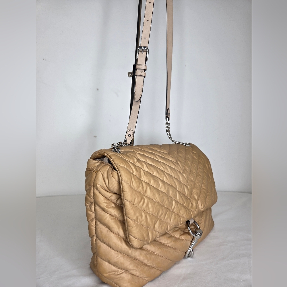 Rebecca Minkoff Elegant Nylon Beige Quilted Shoulder Bag - Picture 2 of 14
